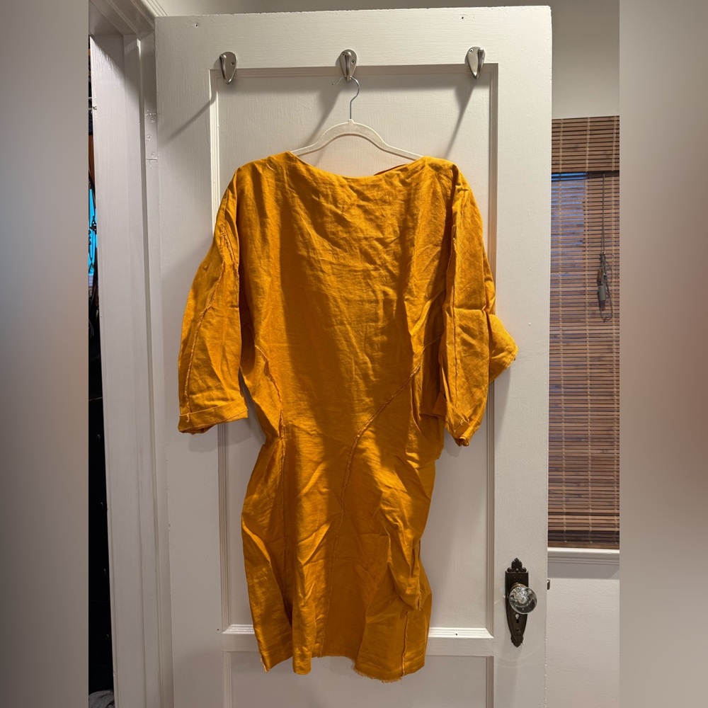 Mango Orange Linen Dress